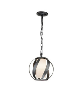 Quoizel Pendelleuchte Stahl, Opalmilchglas Old Black