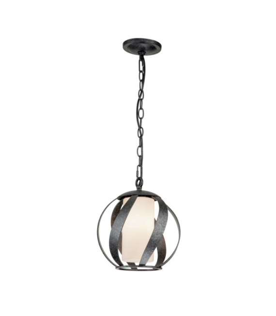 Quoizel Pendelleuchte Stahl, Opalmilchglas Old Black