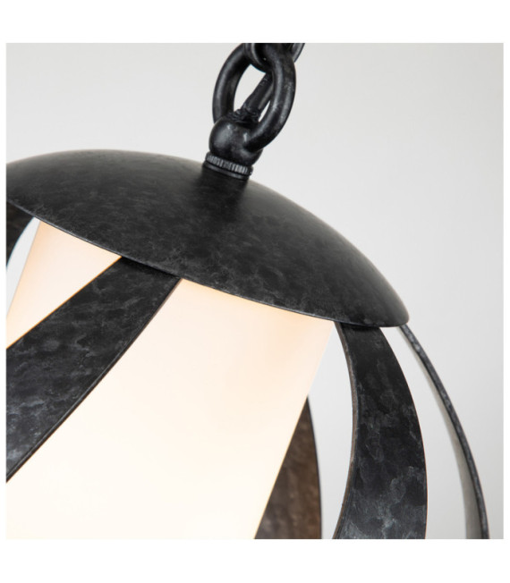Quoizel Pendelleuchte Stahl, Opalmilchglas Old Black