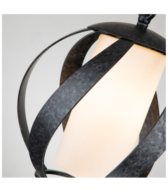 Quoizel Pendelleuchte Stahl, Opalmilchglas Old Black