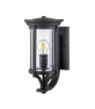 Merrill exterior wall light Aluminum, transparent grained glass Black