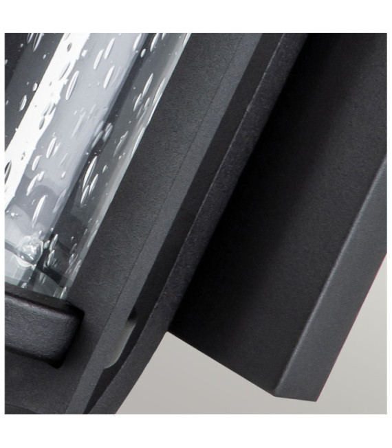 Lampada da parete per esterni Merrill Alluminio, vetro granulato trasparente Nero