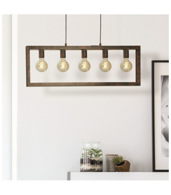 Oblong pendant light Mild steel Rustic brown