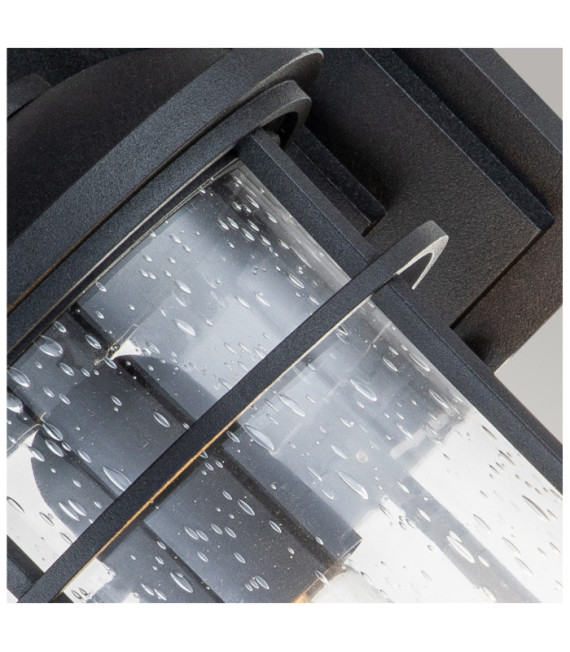 Außenwandleuchte Feiss Aluminium, Stahl, transparentes, genarbtes Glas Strukturiertes Schwarz