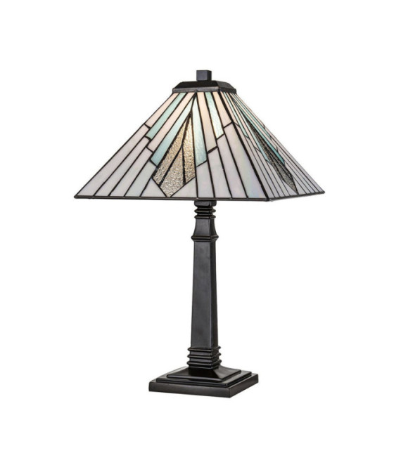 Alderley Tischlampe Stahl, Kunstglas Vintage Bronze