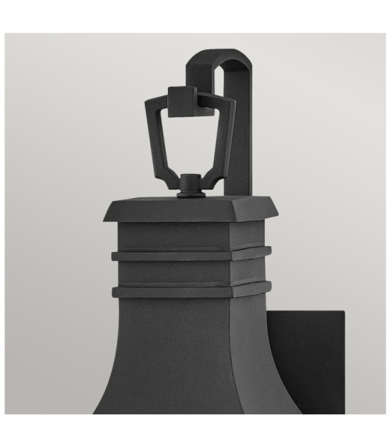 Beacon exterior wall light Transparent seeded glass, Museum aluminum Black