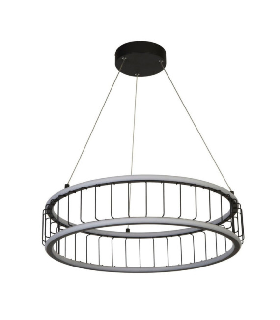 Lampada a sospensione Circolo Alluminio, acciaio dolce Bianco, nero sabbia
