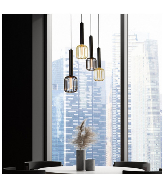 Lampada a sospensione Dulwich Acciaio dolce Nero opaco