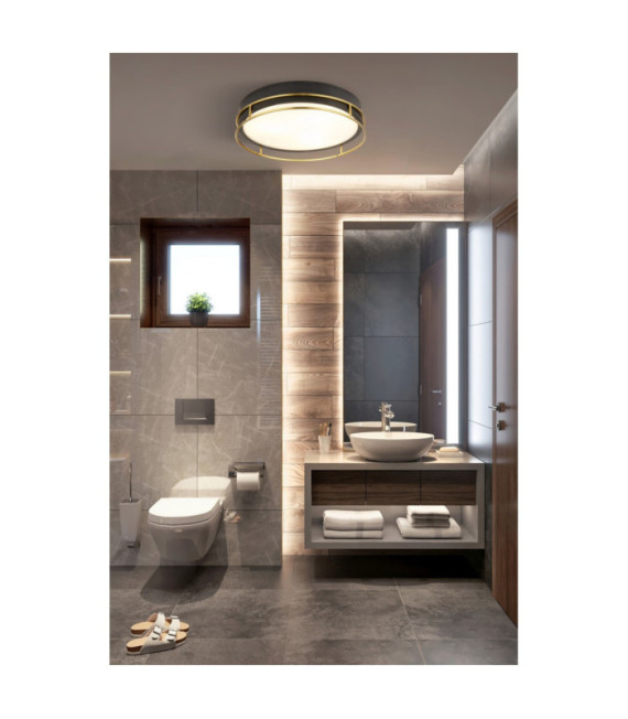 Ceiling light Bathroom Phoenix Mild steel, glass Black