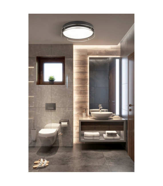 Plafoniera Bagno Phoenix Acciaio dolce, vetro Nero