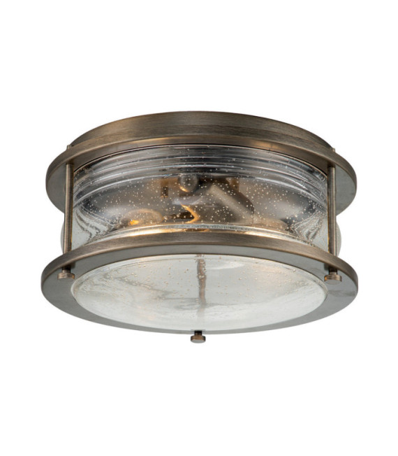 Kichler outdoor ceiling light Aluminum, brass, transparent grained glass Burnished bronze