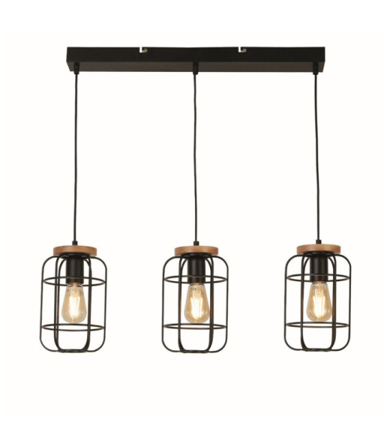 Suspension Vision Acier doux Bois, Noir Mat