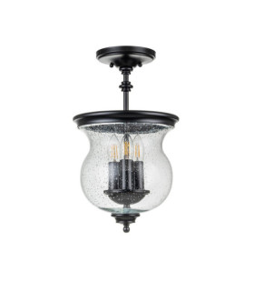 Lámpara colgante Pickering Vidrio granulado transparente, Acero negro