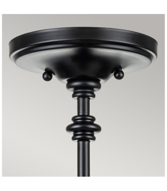 Lámpara colgante Pickering Vidrio granulado transparente, Acero negro