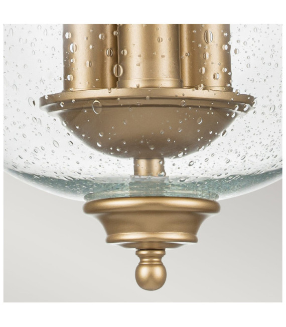 Lámpara colgante Pickering Vidrio granulado transparente, acero Latón natural pintado