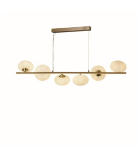 Lámpara colgante Pebble Acero dulce Blanco, Latón satinado