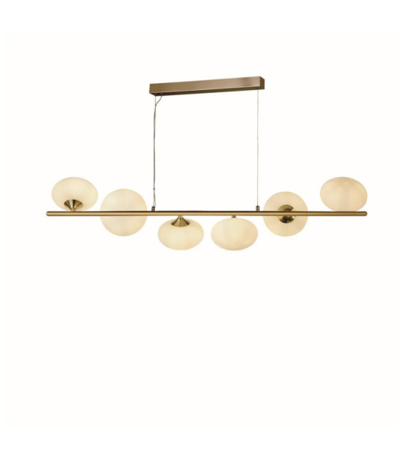 Pebble pendant light Mild steel White, Satin brass