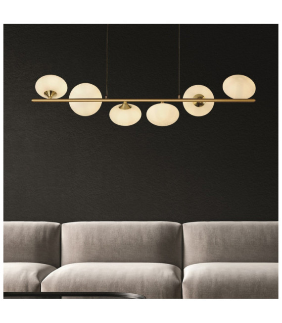 Pebble pendant light Mild steel White, Satin brass