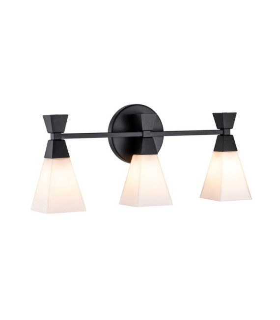 Applique murale Salle de bains Bowtie Verre Opale,Acier Noir mat