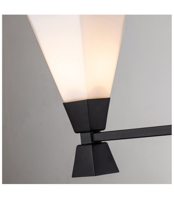 Lámpara de pared para baño Bowtie, cristal opalino, acero negro mate