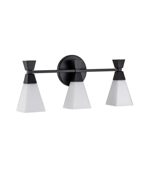 Lámpara de pared para baño Bowtie, cristal opalino, acero negro mate