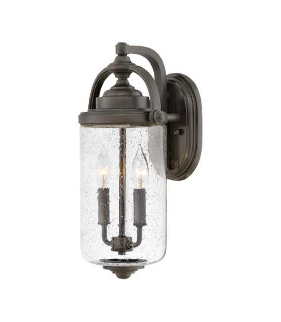 Hinkley Outdoor Wall Sconce Clear Seeded Glass, Weather Resistant Composite, Oil Rubbed Bronze