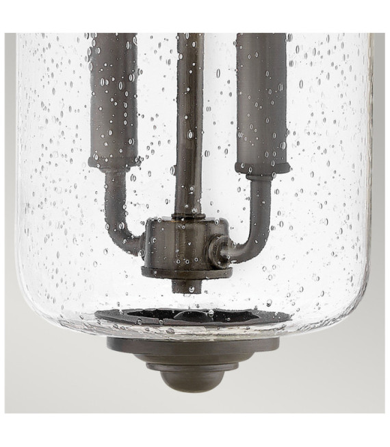 Hinkley Outdoor Wall Sconce Clear Seeded Glass, Weather Resistant Composite, Oil Rubbed Bronze