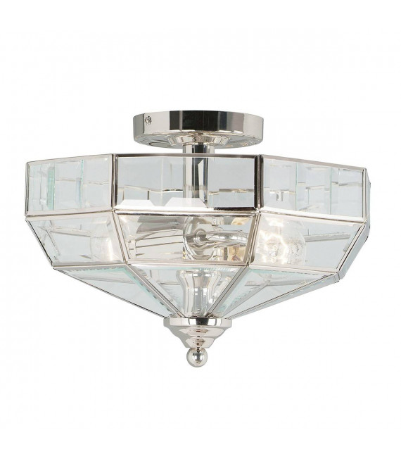 Lampada da soffitto Old Park, ottone lucido e vetro