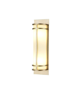 Lampada da parete Fusion in vetro opale, acciaio, ottone naturale verniciato