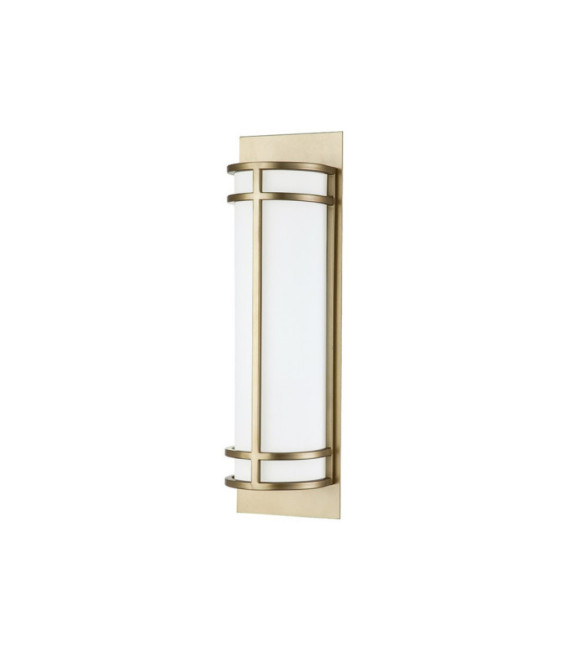 Lampada da parete Fusion in vetro opale, acciaio, ottone naturale verniciato