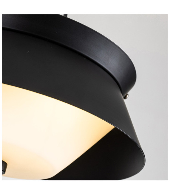 Plafonnier Salle de bains Bowtie Verre Opale,Acier Noir mat