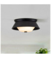 Plafonnier Salle de bains Bowtie Verre Opale,Acier Noir mat