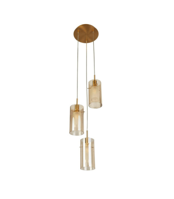 Duo-Pendelleuchte Weichstahl, Glas Bronze