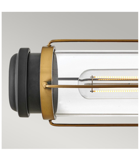 Masthead outdoor wall light Clear glass, black steel, heritage brass