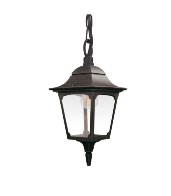 Chapel outdoor pendant light Transparent glass, cast aluminum Black