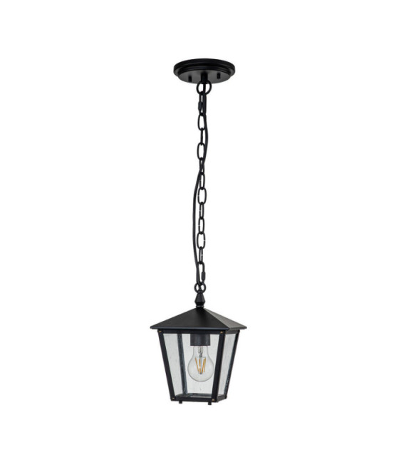 Hinkley outdoor pendant light Aluminum, brass, transparent grained glass Black