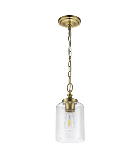 Feiss Pendelleuchte Transparentes Glas, Stahl Brüniertes Messing