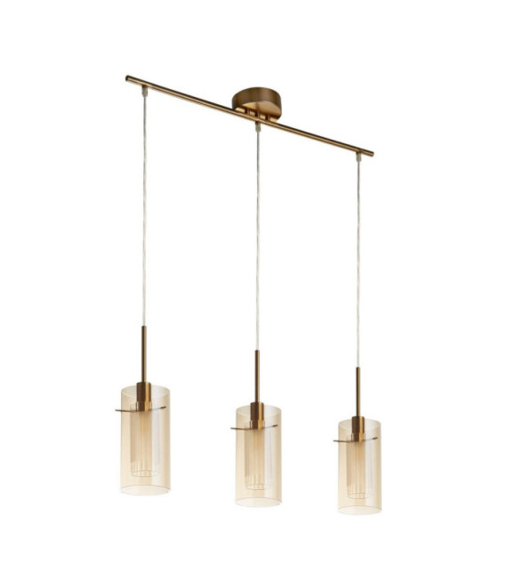 Duo-Pendelleuchte Weichstahl, Glas Messing