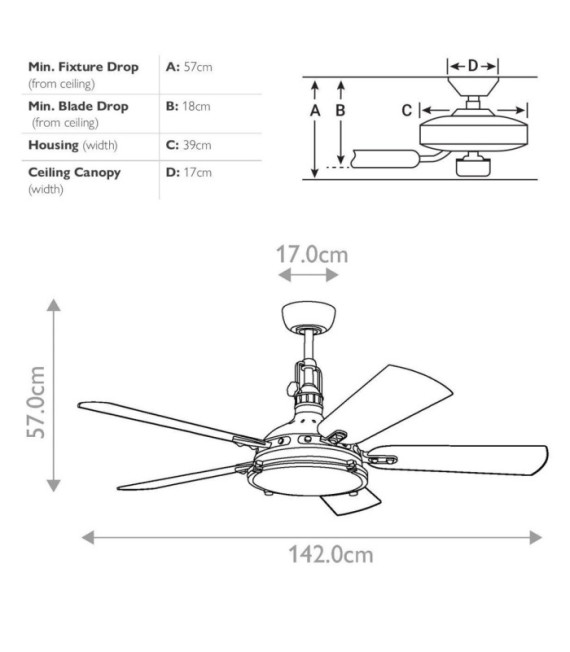 Ventilatore Hatteras Compensato,Vetro,Acciaio Ottone brunito antico