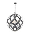 Quoizel pendant light Opal engraved glass, Old Black steel