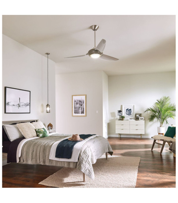 Voya Polycarbonate Fan Brushed Stainless Steel