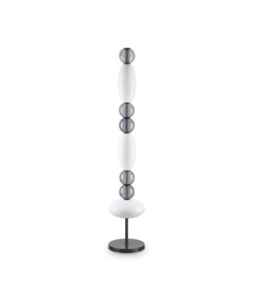 LED-Stehleuchte, helles Glas, schwarzes Metall