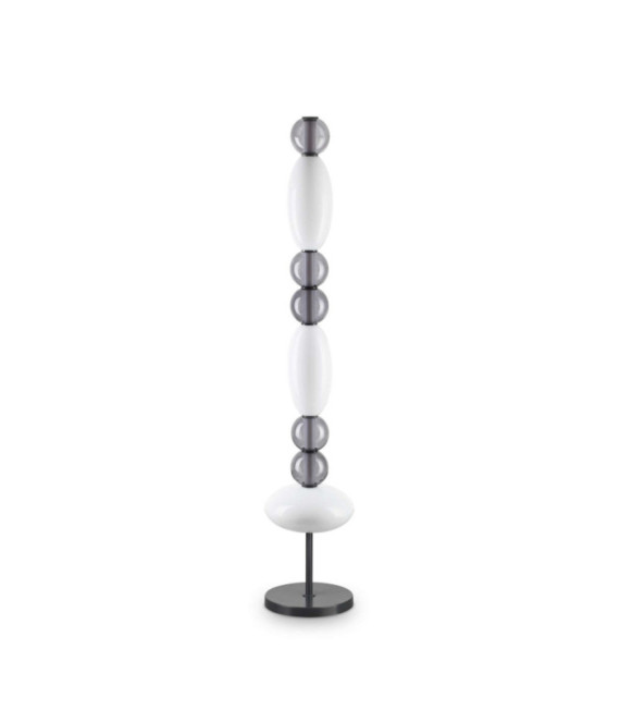 Lámpara de pie LED de cristal, metal negro
