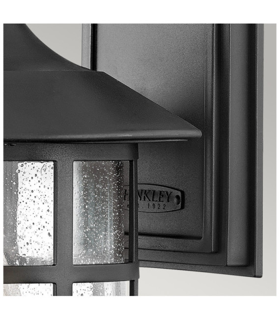 Hinkley Outdoor Wall Light Clear Seeded Glass, Weather Resistant Composite, Textured Black