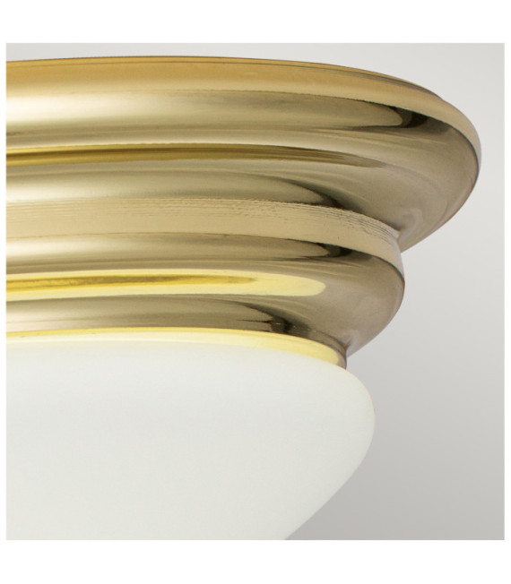 Brompton Ceiling Light Opal Glass, Polished Brass Steel