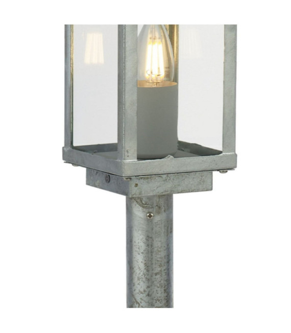 Box outdoor floor lamp Mild steel Silver, Clear