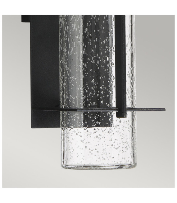 Quoizel Außenwandleuchte Aluminium, transparentes, gemasertes Glas, schwarze Erde