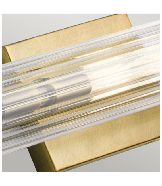 Lampada da parete Bagno Kichler Acciaio, vetro scanalato trasparente Ottone naturale