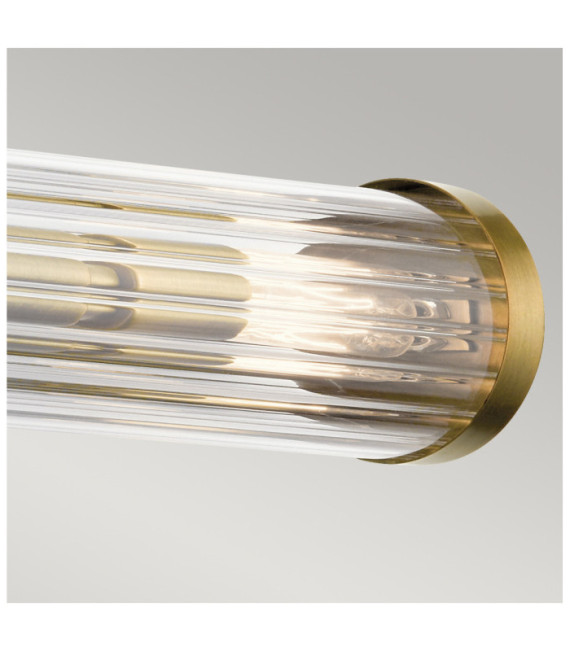 Wandleuchte Badezimmer Kichler Stahl, transparentes geriffeltes Glas Naturmessing