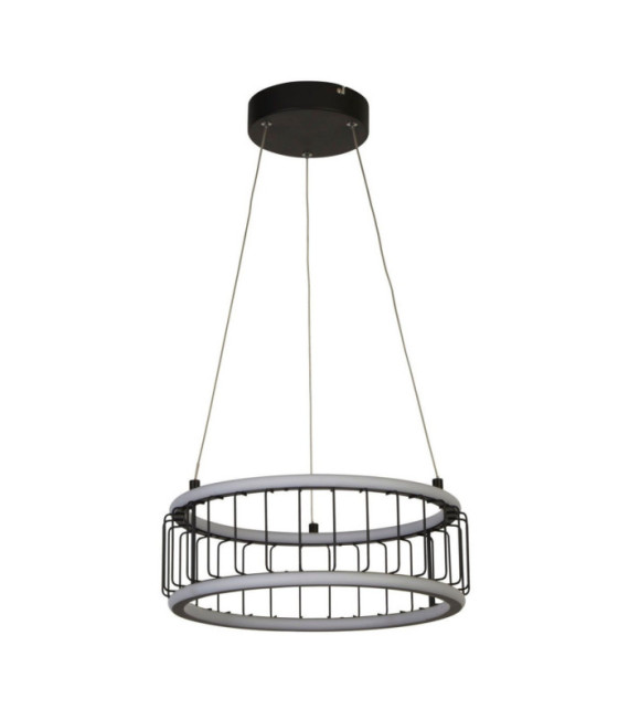 Lámpara colgante LED Circolo Aluminio, acero dulce Blanco, arena negra